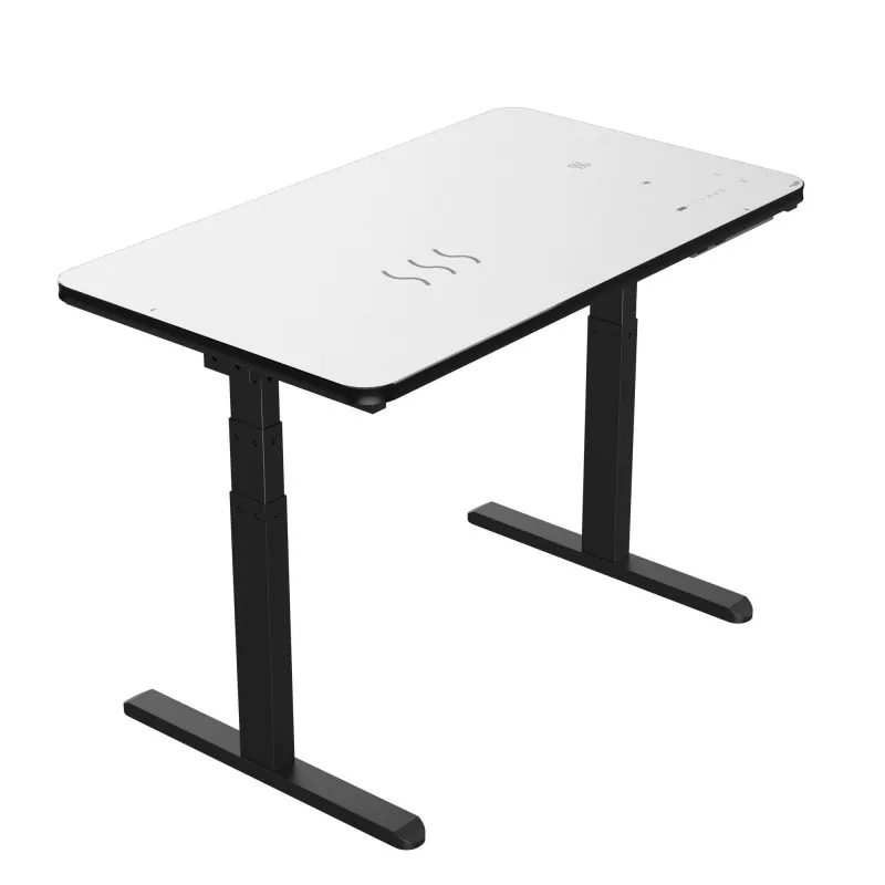 Tablero de vidrio negro Table de elevación eléctrica de motor dual