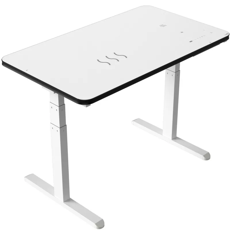Tablero de vidrio blanco Mesa de elevación eléctrica de motor dual